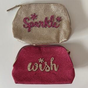 Bath & Body Works Glitter Cosmetic Bags - Gold and Pink